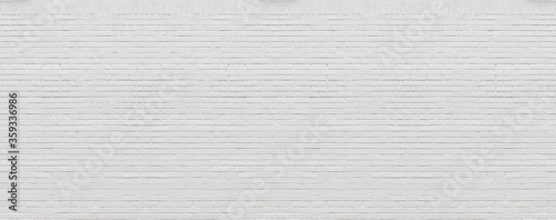 High resolution build panorama of  fresh painted white bricks wall background 