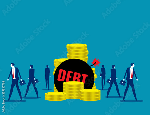 People walk away from debt. Business finance and economy concept