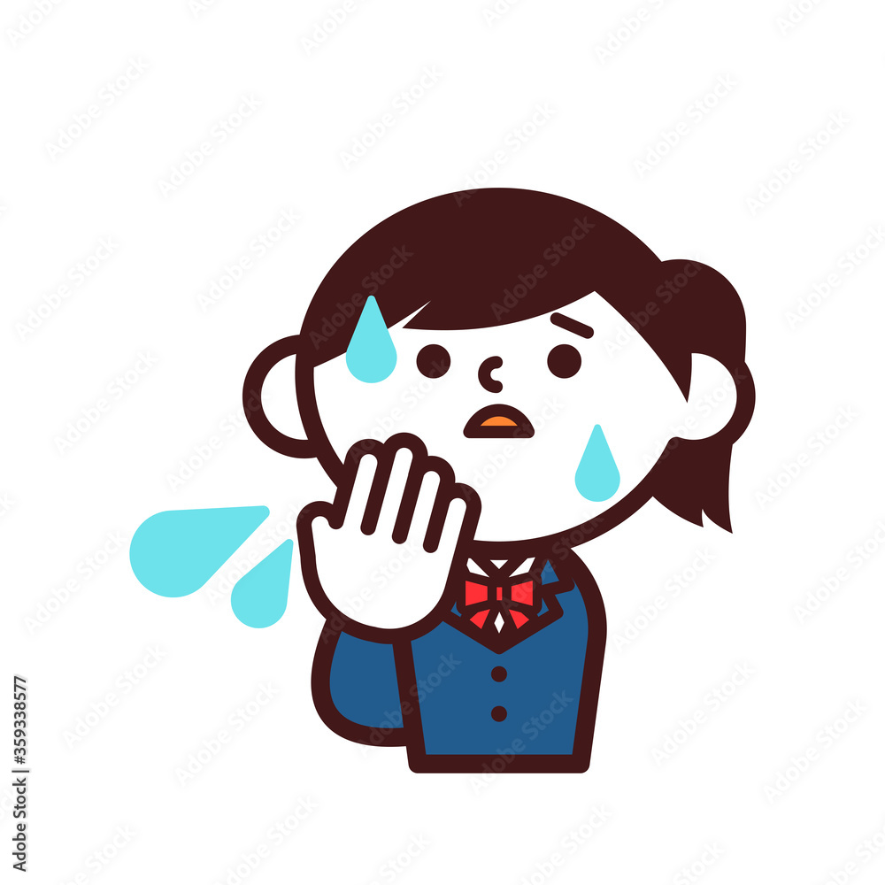 学生　女の子　制服　汗　焦り　不安　困惑