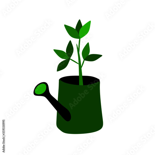  tree planted in a watering can, vector illustration