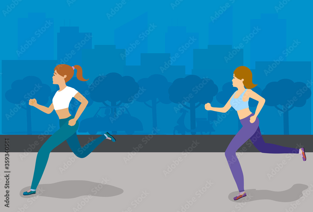 Group of People Characters Running Marathon Distance in Raw. Sport Jogging Competition. Athlete  Sportsmen Run Marathon Sprint Race. Cartoon Flat Vector Illustration