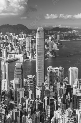 Victoria Harbor of Hong Kong city, viewed from the peak