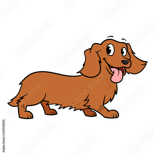 Cartoon Vector Dachshund Dog Illustration