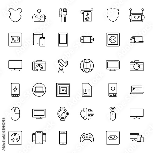 Electronics set line icons