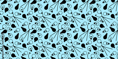 lamp silhouette types seamless pattern, vector illustration