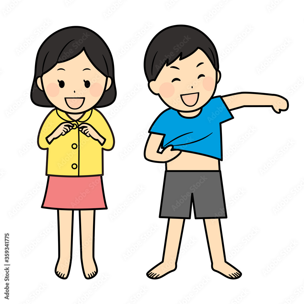 illustration of kids changing thier clothes illustration of kids changing thier clothes