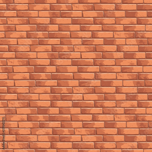 Red brick wall seamless pattern. Stone blocks texture background