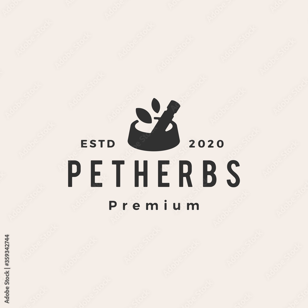pet herb concoction bowl hipster vintage logo vector icon illustration