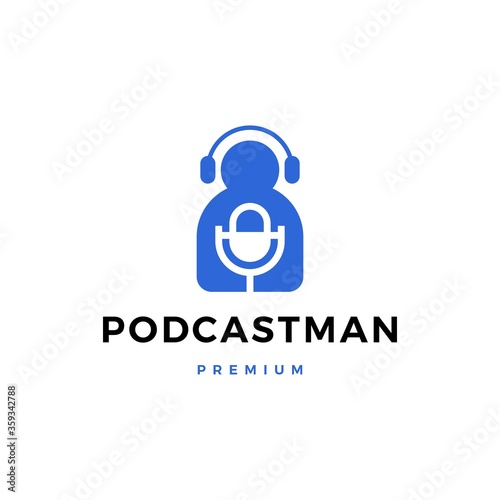 podcast man logo vector icon illustration
