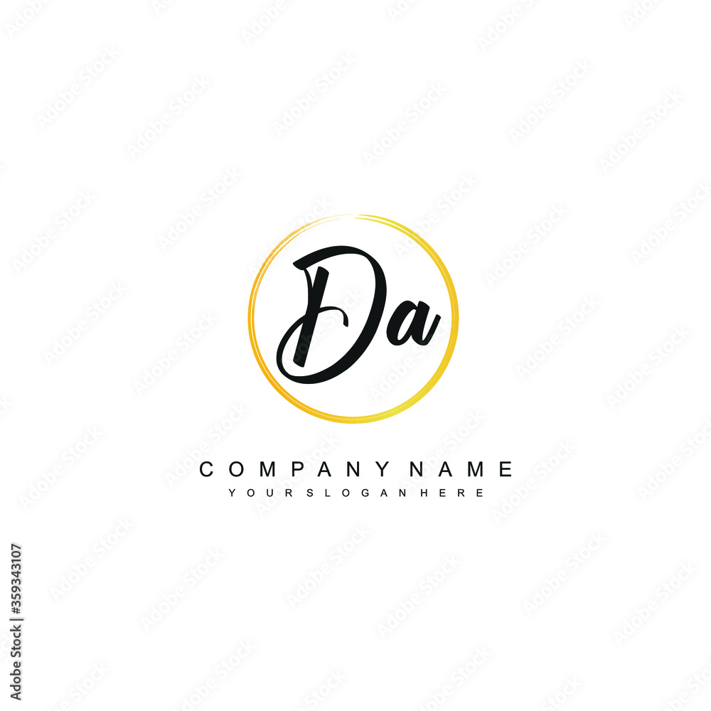 DA initials signature logo. Handwriting logo vector templates. Hand drawn Calligraphy lettering Vector illustration.