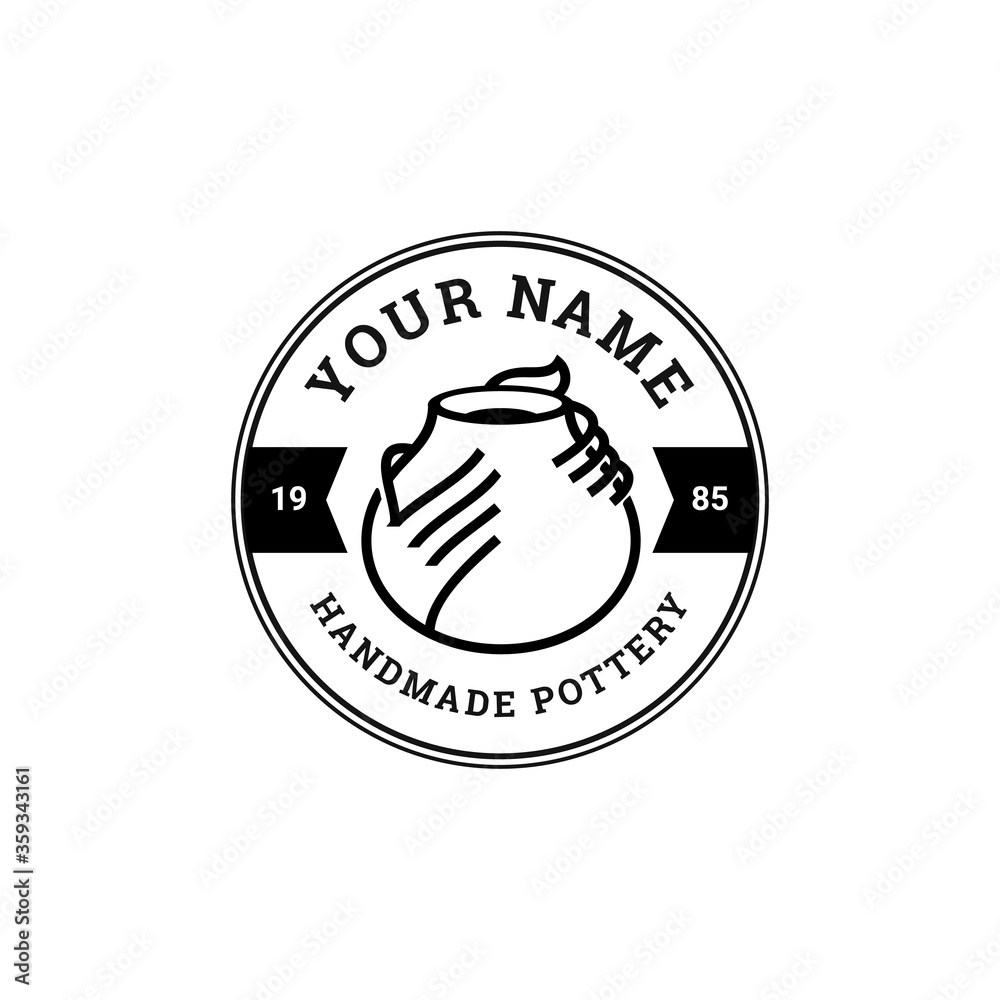 Handmade Pottery Badge Logo Template Handmade Pottery Badge Logo Template