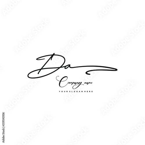 DA initials signature logo. Handwriting logo vector templates. Hand drawn Calligraphy lettering Vector illustration. photo