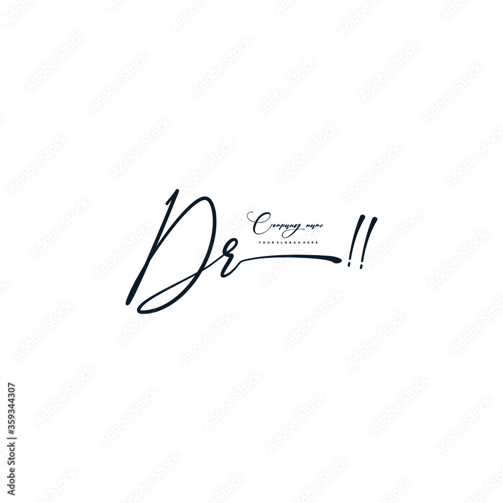 DR initials signature logo. Handwriting logo vector templates. Hand drawn Calligraphy lettering Vector illustration. DR initials signature logo. Handwriting logo vector templates. Hand drawn Calligraphy lettering Vector illustration.