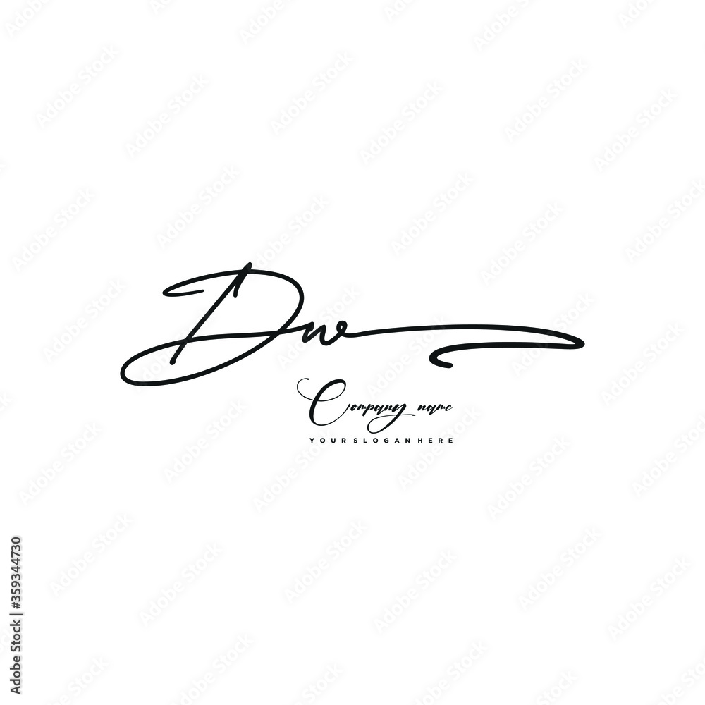 DW initials signature logo. Handwriting logo vector templates. Hand drawn Calligraphy lettering Vector illustration. DW initials signature logo. Handwriting logo vector templates. Hand drawn Calligraphy lettering Vector illustration.