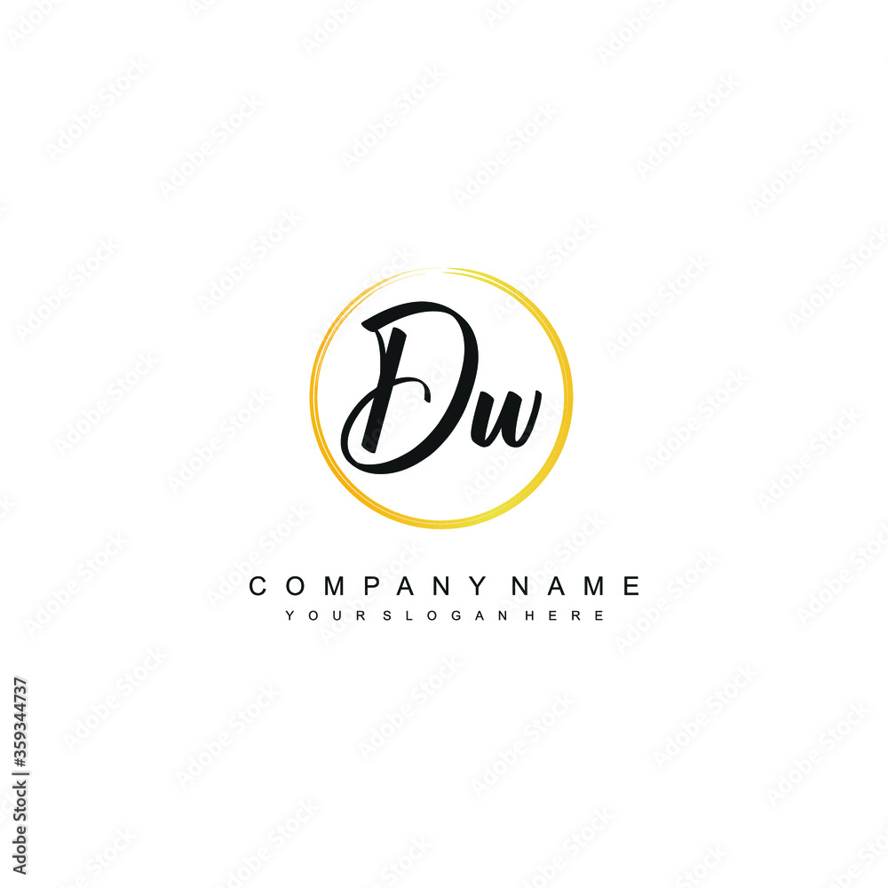 DW initials signature logo. Handwriting logo vector templates. Hand drawn Calligraphy lettering Vector illustration.