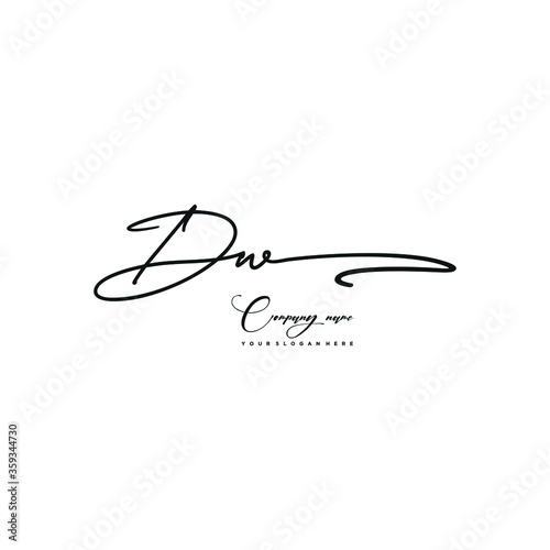 DW initials signature logo. Handwriting logo vector templates. Hand drawn Calligraphy lettering Vector illustration.