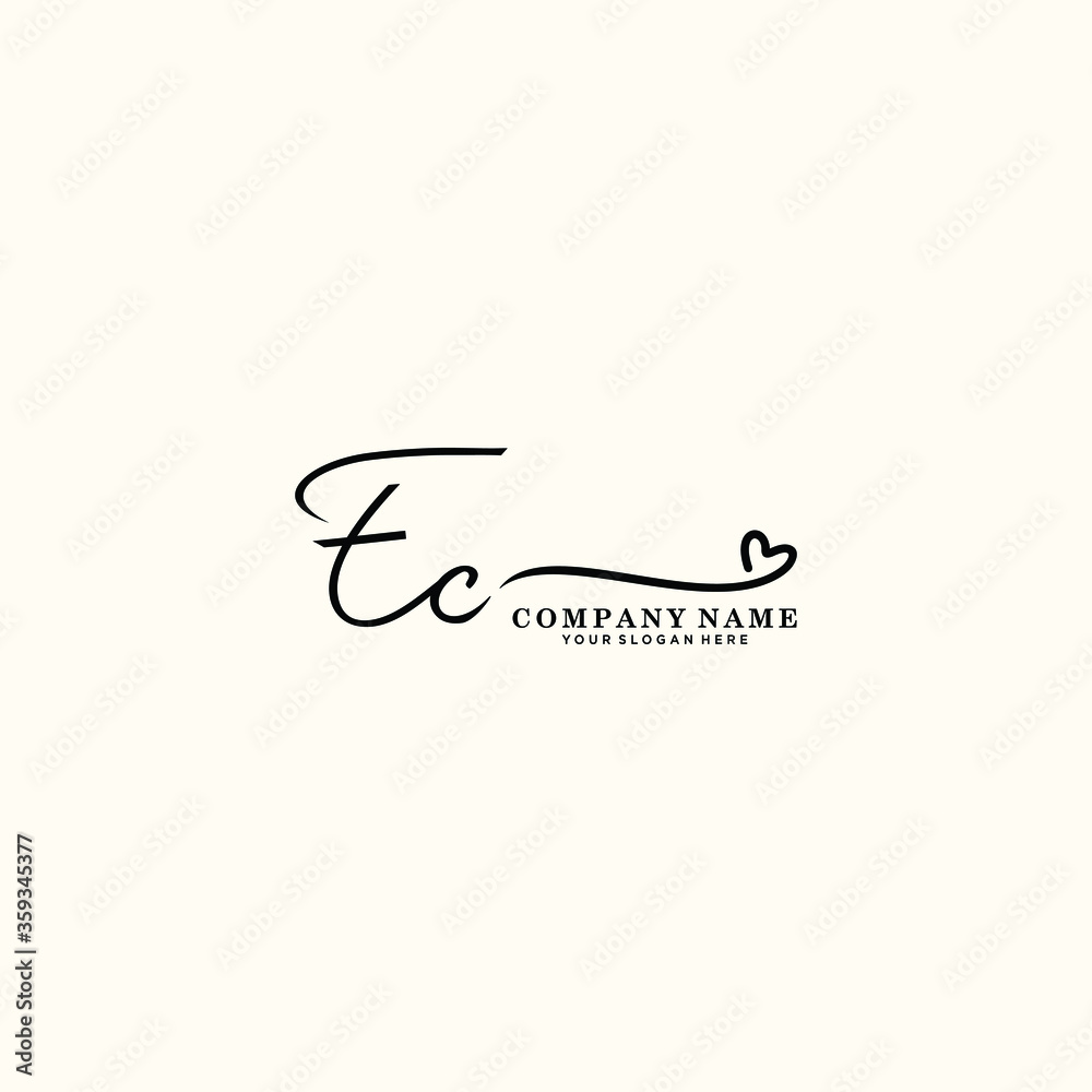 EC initials signature logo. Handwriting logo vector templates. Hand drawn Calligraphy lettering Vector illustration. - obrazy, fototapety, plakaty 