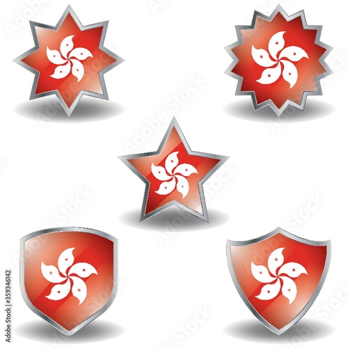 set of hong kong flag icons