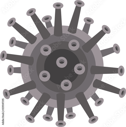 Coronavirus icon in gray color isolated on white background. Coronavirus bacterial cell icon. Flat infographics. Vector illustration