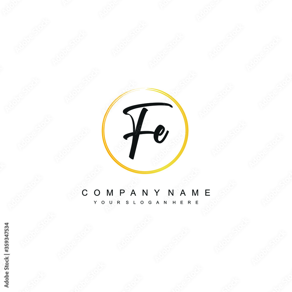 FE initials signature logo. Handwriting logo vector templates. Hand drawn Calligraphy lettering Vector illustration.