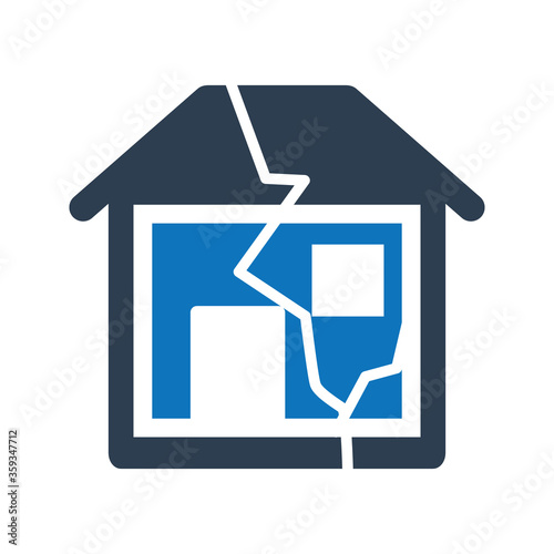 Earthquake insurance icon. Earthquake icon