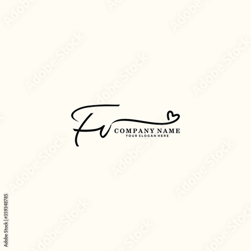 FV initials signature logo. Handwriting logo vector templates. Hand drawn Calligraphy lettering Vector illustration.