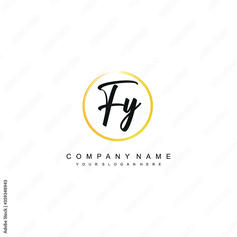 FY initials signature logo. Handwriting logo vector templates. Hand drawn Calligraphy lettering Vector illustration.