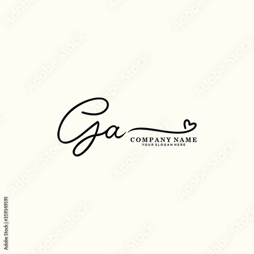 GA initials signature logo. Handwriting logo vector templates. Hand drawn Calligraphy lettering Vector illustration.