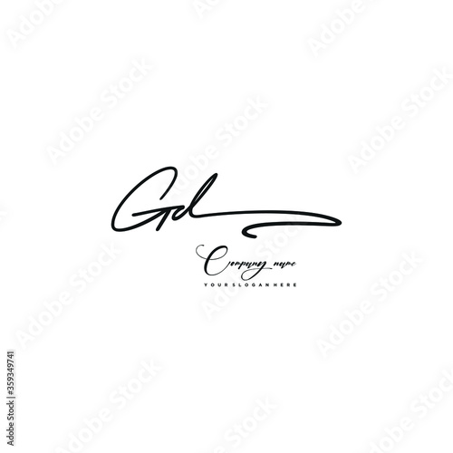 GD initials signature logo. Handwriting logo vector templates. Hand drawn Calligraphy lettering Vector illustration. 