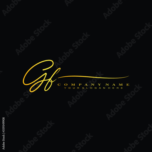 GF initials signature logo. Handwriting logo vector templates. Hand drawn Calligraphy lettering Vector illustration.
