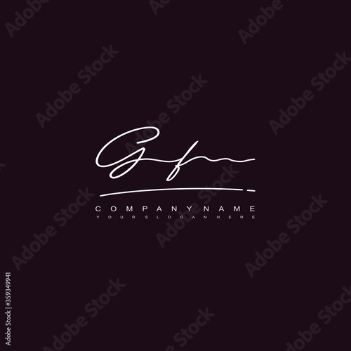 GF initials signature logo. Handwriting logo vector templates. Hand drawn Calligraphy lettering Vector illustration.
