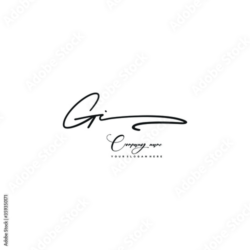 GI initials signature logo. Handwriting logo vector templates. Hand drawn Calligraphy lettering Vector illustration. 
