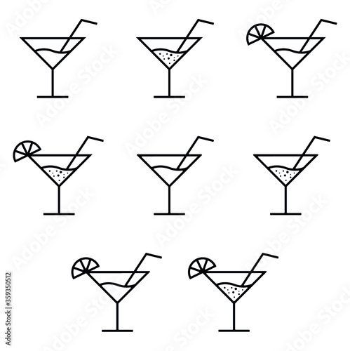 set of drinks and cocktail