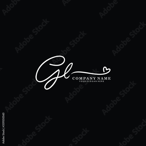 GL initials signature logo. Handwriting logo vector templates. Hand drawn Calligraphy lettering Vector illustration.