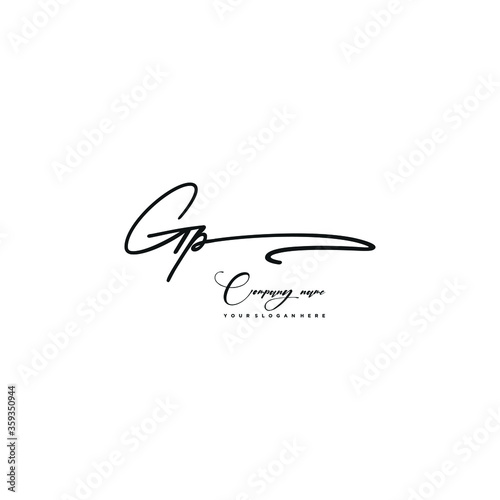 GP initials signature logo. Handwriting logo vector templates. Hand drawn Calligraphy lettering Vector illustration.