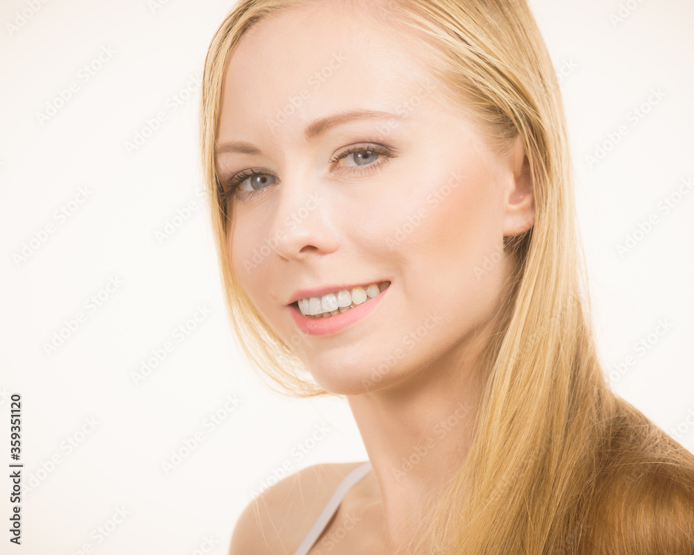 Portrait girl long blonde hair