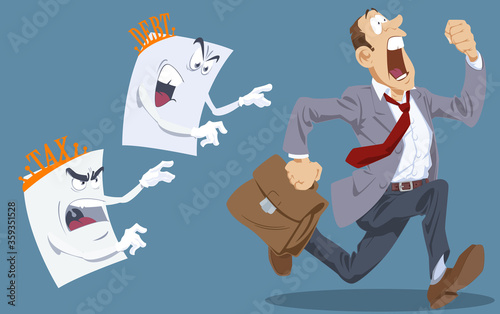Businessman running away from tax.