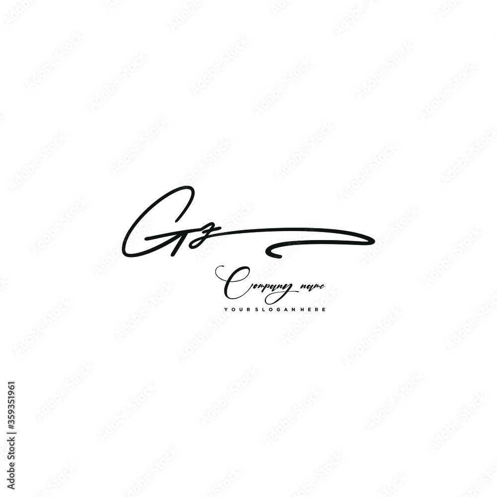 Obraz premium GZ initials signature logo. Handwriting logo vector templates. Hand drawn Calligraphy lettering Vector illustration.