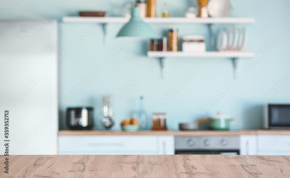 Empty table in modern kitchen