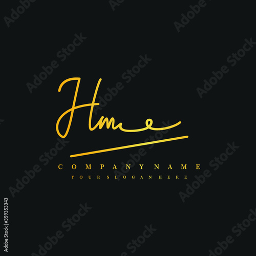 HM initials signature logo. Handwriting logo vector templates. Hand drawn Calligraphy lettering Vector illustration.