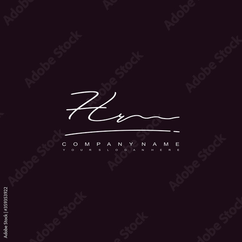 HR initials signature logo. Handwriting logo vector templates. Hand drawn Calligraphy lettering Vector illustration.