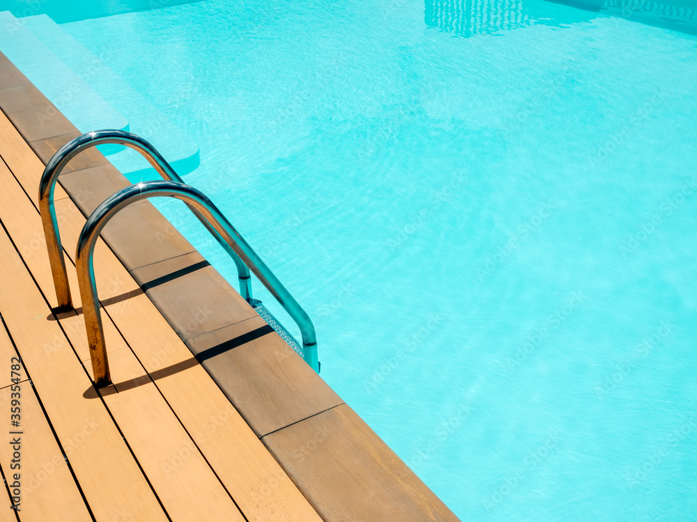 Swimming pool background with ladder minimal style.