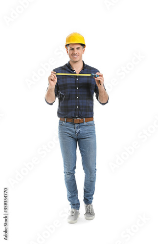 Young man with measuring ta...