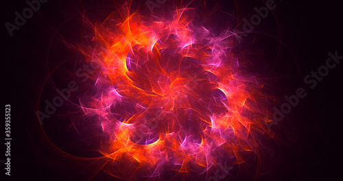 3D rendering abstract red fractal light background