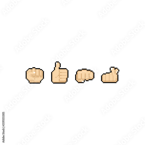 Pixel art left hand icon design set.