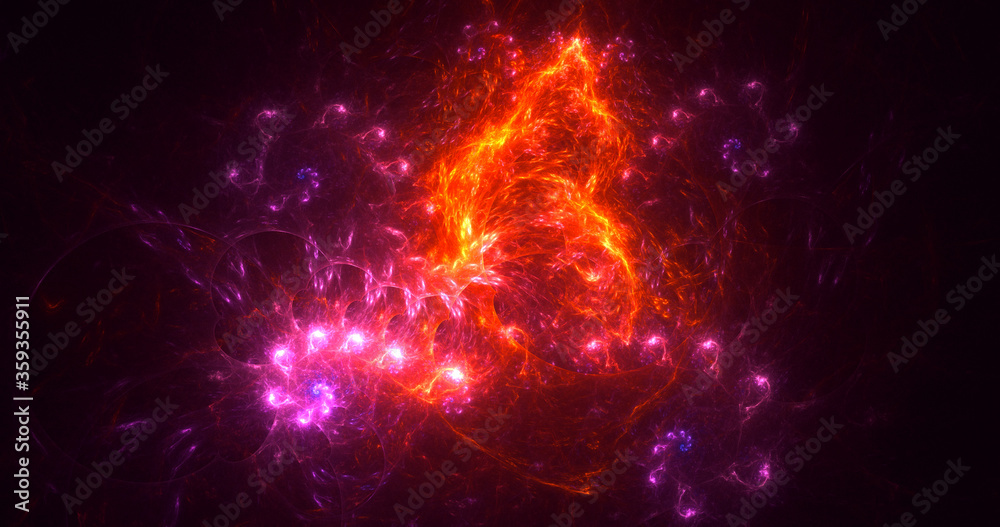 3D rendering abstract red fractal light background 3D rendering abstract red fractal light background