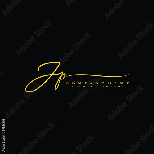 JP initials signature logo. Handwriting logo vector templates. Hand drawn Calligraphy lettering Vector illustration. photo