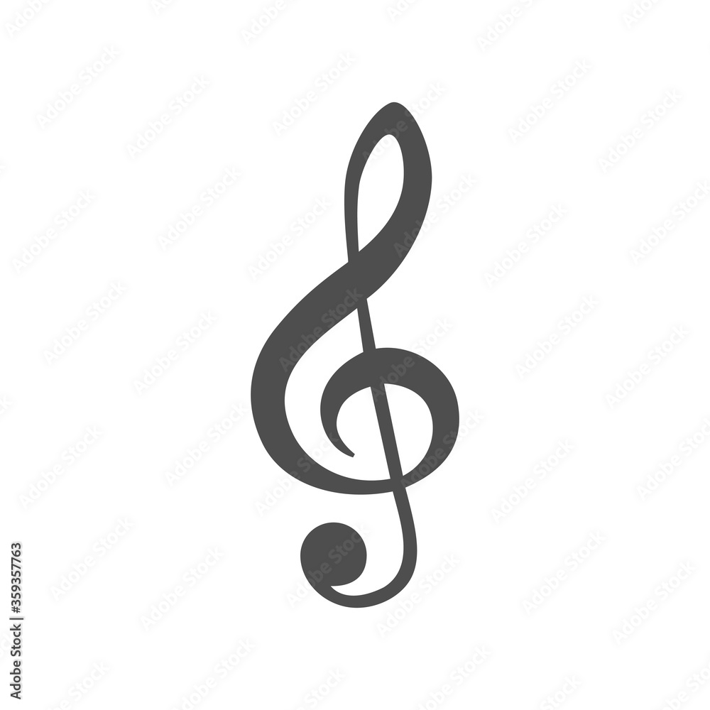 Music treble clef icon vector illustration, isolated on white background. Single note sign Music treble clef icon vector illustration, isolated on white background. Single note sign