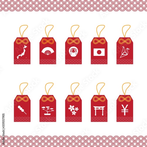 collection of tags with japan icons