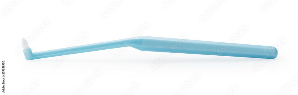 Blue interdental brush on a white background Blue interdental brush on a white background